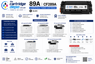 Premium compatible toner cartridges for all major printer brands in South Africa. Reliable, affordab.