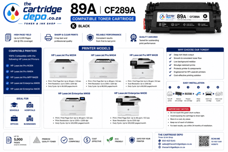 Premium compatible toner cartridges for all major printer brands in South Africa. Reliable, affordab.
