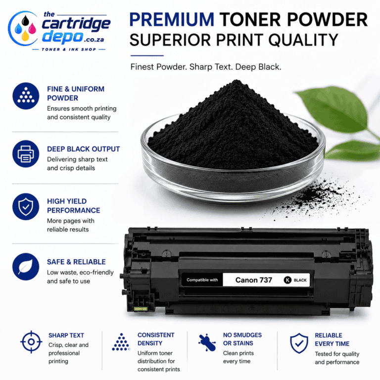 Premium toner powder for high-quality printing | The Cartridge Depo South Africa.