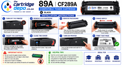 Compatible black toner cartridge 89A CF289A for laser printers, easy installation and high-quality p.