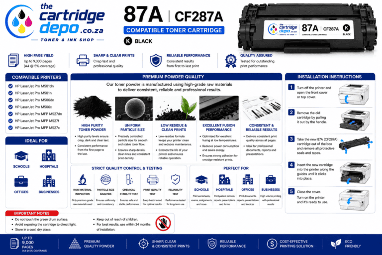 Compatible toner cartridge for HP 87A CF287A, high-quality and reliable printing performance.
