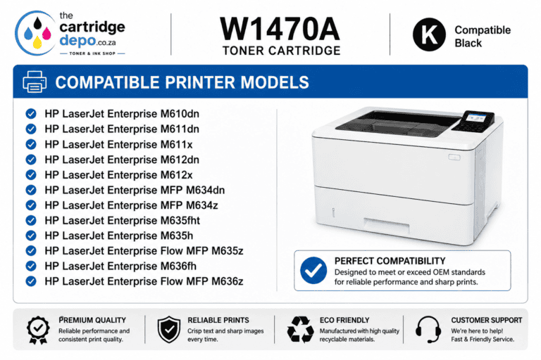 HP LaserJet Enterprise M610dn toner cartridge compatible with black printers.