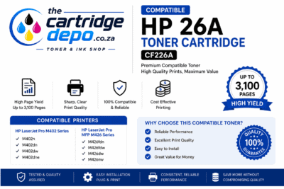 High Page Yield HP 26A Toner Cartridge for LaserJet Printers, Reliable & Compatible.