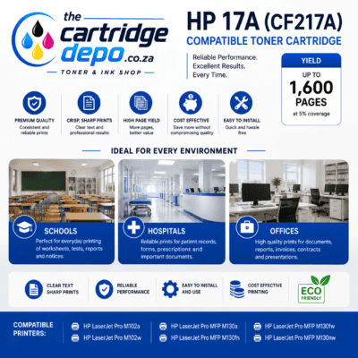 HP 17A (CF217A) compatible toner cartridge for reliable printing and high page yield.