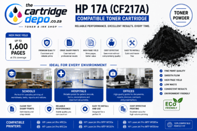 High-quality HP 17A (CF217A) toner cartridge for reliable printing at The Cartridge Depo South Afric.