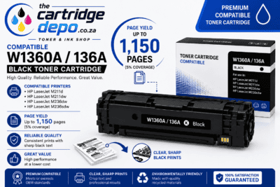 High-quality compatible black toner cartridge W1360A / 136A for laser printers.