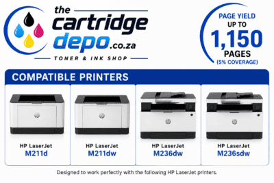 High-quality compatible HP laser printer cartridges for M211d, M211dw, M236dw, and M236sdw models.