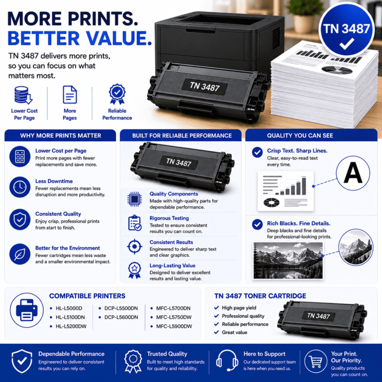 High page yield toner cartridge for reliable printing performance.