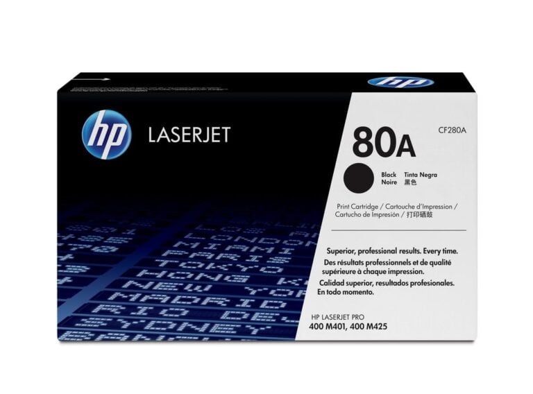 HP 80A Black Toner Cartridge for LaserJet printers, high-quality printing.
